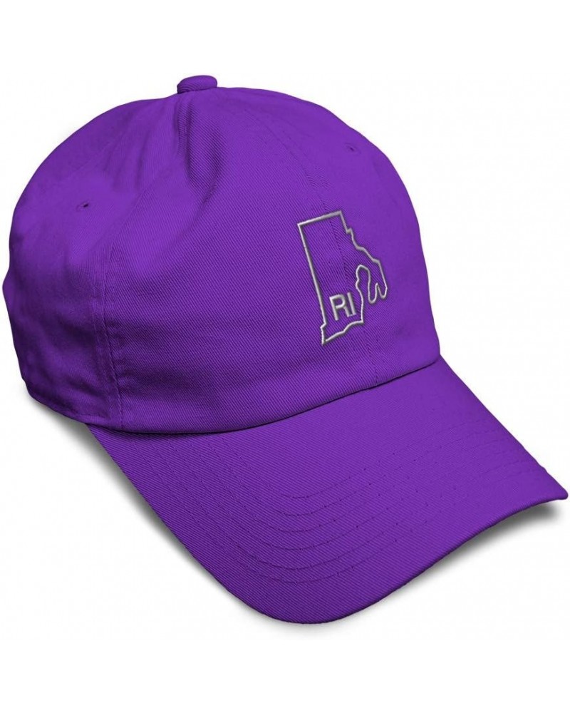 Soft Baseball Cap Rhode Island State Map Ri Embroidery Names Cotton Dad Hats for Men & Women Purple Design Only $16.23 Baseba...