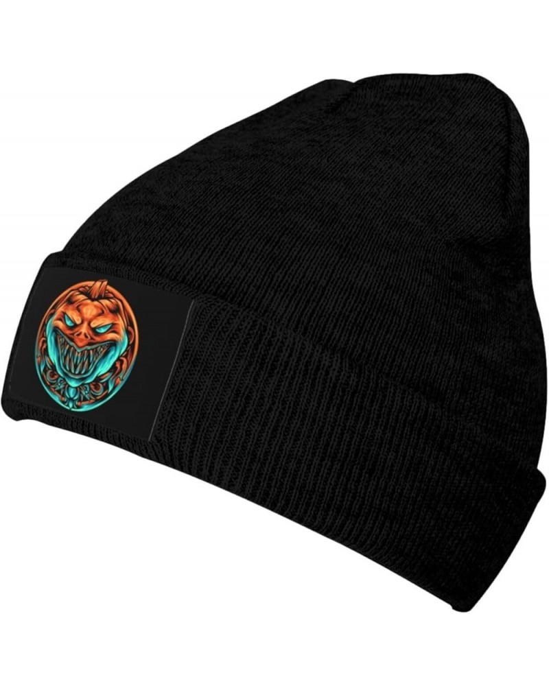 Halloween Pumpkin Beanie Hat for Men Women Knit Skull Cap Warm Hats Black Knitted Caps Black $9.58 Skullies & Beanies