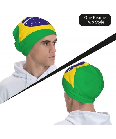 Brazil Flag Slouchy Beanie,Summer Winter Warm Knitted Hat Soft Sleep Cap Beanie Cap for Women Men Brazil-a7 $10.63 Skullies &...