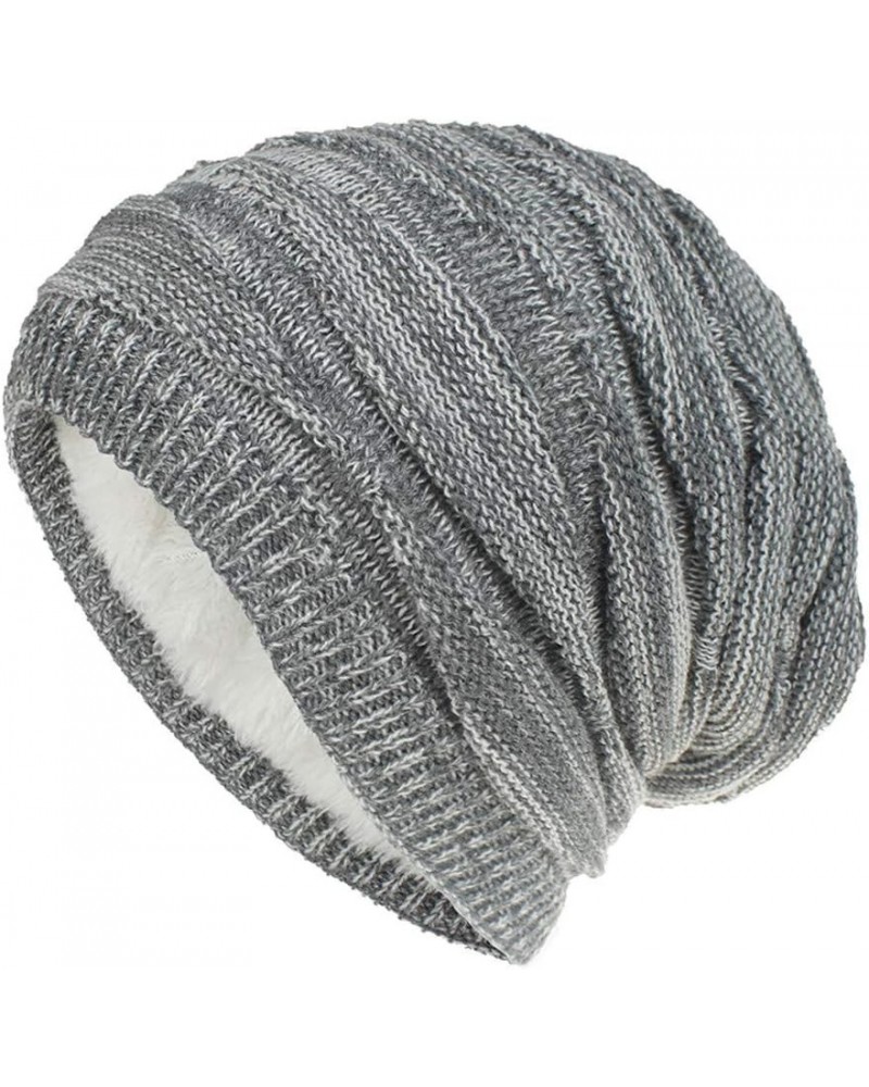 Winter Knit Hat for Men & Women Wool Ribbed Cap Warm & Soft Stylish Toboggan Caps for Cold Weather Grey $7.83 Skullies & Beanies