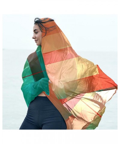 Silk Scarf for Women,Silk Head Scarf,Sunscreen Shawls,Abstract Geometric Colored Lattice Pattern $11.36 Scarves