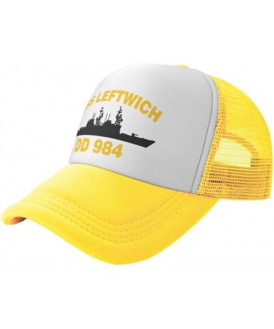 USS Leftwich DD 984 Flag-Baseball Caps Denim Hats Cowboy Knit hat Fisherman's hat Yellow $16.13 Baseball Caps