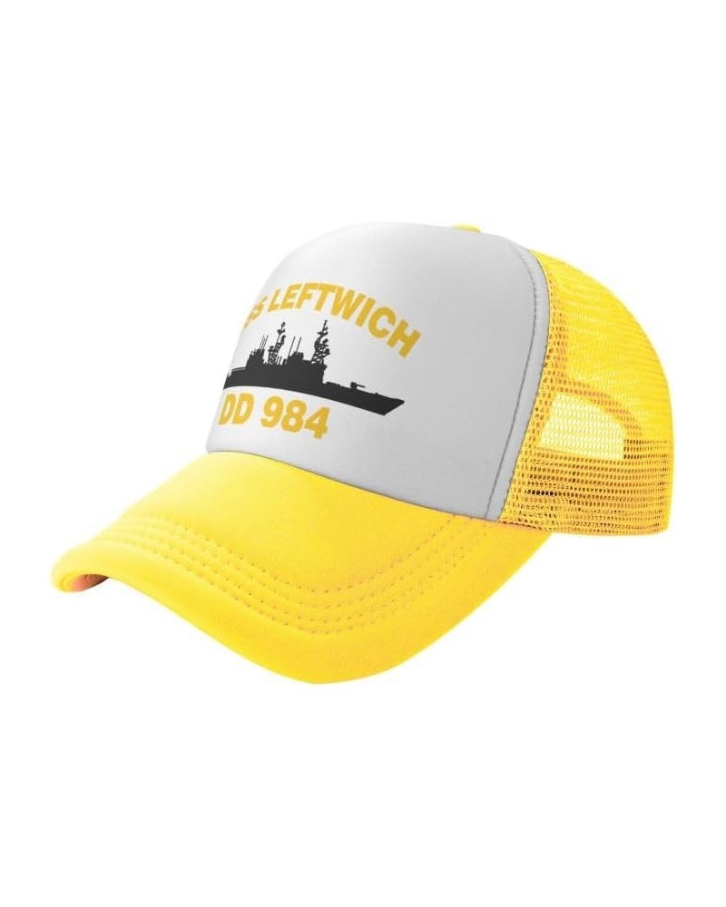 USS Leftwich DD 984 Flag-Baseball Caps Denim Hats Cowboy Knit hat Fisherman's hat Yellow $16.13 Baseball Caps