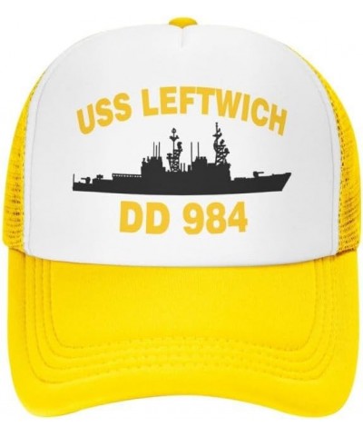 USS Leftwich DD 984 Flag-Baseball Caps Denim Hats Cowboy Knit hat Fisherman's hat Yellow $16.13 Baseball Caps