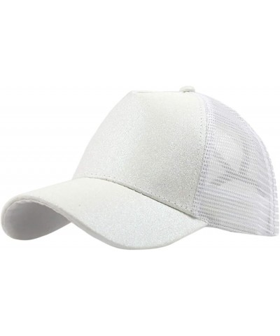 Womens and Mens Baseball Cap Sparkling Trucker Ponytail-Visor Hats for Traveling Hiking Outdoor Activities J1-white $8.54 Sun...