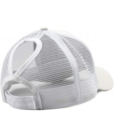 Womens and Mens Baseball Cap Sparkling Trucker Ponytail-Visor Hats for Traveling Hiking Outdoor Activities J1-white $8.54 Sun...