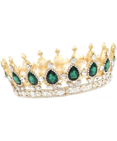 Baroque Rhinestone Tiara Crown Bride Tiara Crystal Hair Crown Shining Jewelry Round Crown for Woman Wedding (Blue) blue $9.77...