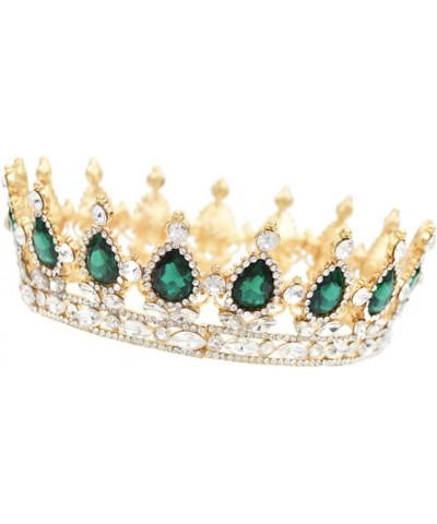 Baroque Rhinestone Tiara Crown Bride Tiara Crystal Hair Crown Shining Jewelry Round Crown for Woman Wedding (Blue) blue $9.77...