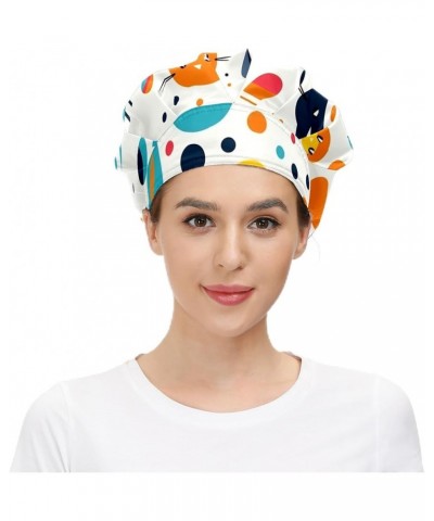 Working Cap with Sweatband Elastic Toggle Adjustable Bouffant Hats Printed for Woman Man (31) Simple Drawing Style Cat_6 $11....