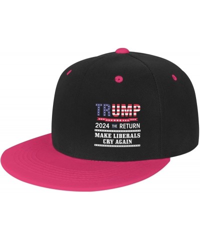 Donald Trump 2024 The Return Make Liberals Cry Again Trucker Hat Men Baseball Cap Women Dad Hat Ponytail Hat White Pink $6.37...