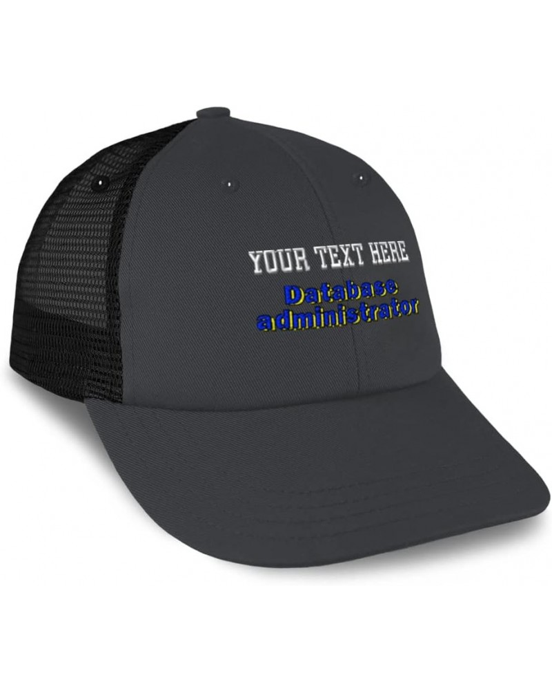 Custom Custom Trucker Hat Baseball Cap Database Administrator Data Cotton Computer Dad Hats for Men & Women Dark Grey Black P...