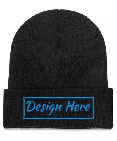 Personalized Hat Custom Text for Men Women Black Black $11.81 Skullies & Beanies