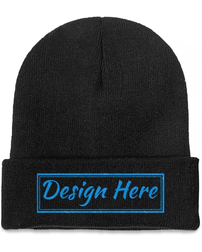 Personalized Hat Custom Text for Men Women Black Black $11.81 Skullies & Beanies