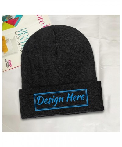 Personalized Hat Custom Text for Men Women Black Black $11.81 Skullies & Beanies