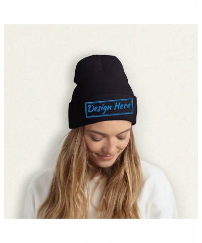 Personalized Hat Custom Text for Men Women Black Black $11.81 Skullies & Beanies