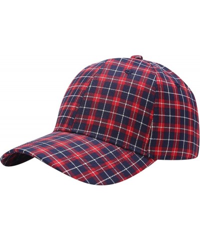 Outdoor Camouflage Cap Fishing Hunting Hiking Basketball Snapback Hat Plaid Sports Hat Red-b $10.78 Baseball Caps