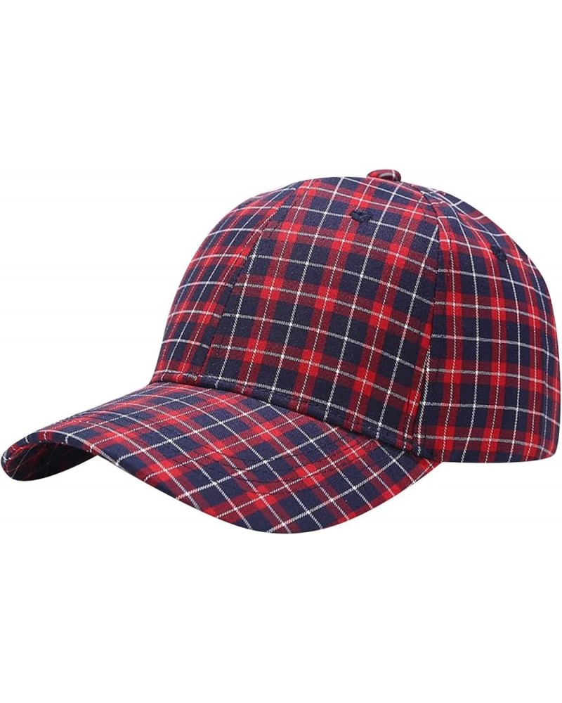 Outdoor Camouflage Cap Fishing Hunting Hiking Basketball Snapback Hat Plaid Sports Hat Red-b $10.78 Baseball Caps