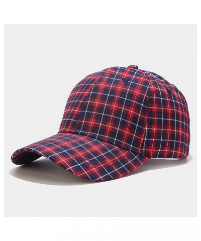 Outdoor Camouflage Cap Fishing Hunting Hiking Basketball Snapback Hat Plaid Sports Hat Red-b $10.78 Baseball Caps