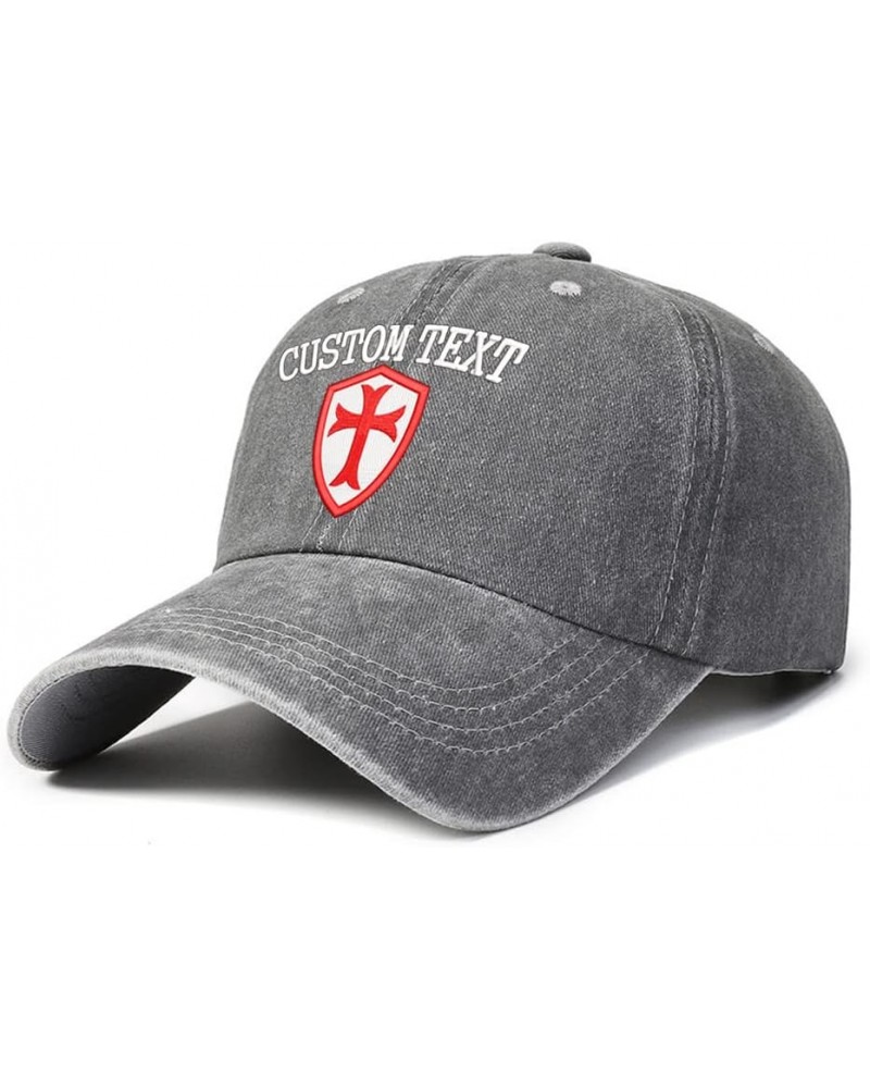 Crusader Knights Templar Custom Group Company Hat Embroidered Baseball Cap Vintage Washed Hats Adjustable Outdoor Grey $12.71...