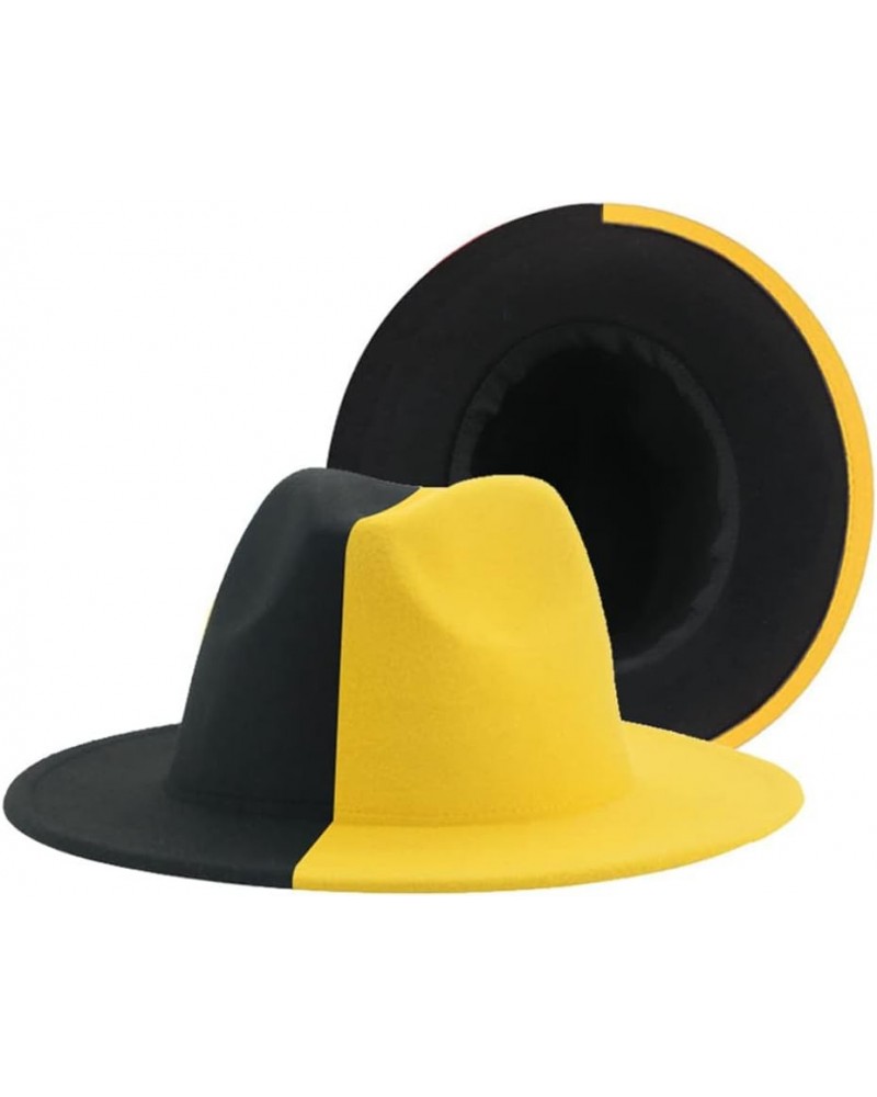 Women's Hat Fedora Felted Hats for Men Gradient Color Wide Brim Casual Outdoor Men Fedoras Sombreros Black Yellow $18.15 Fedoras