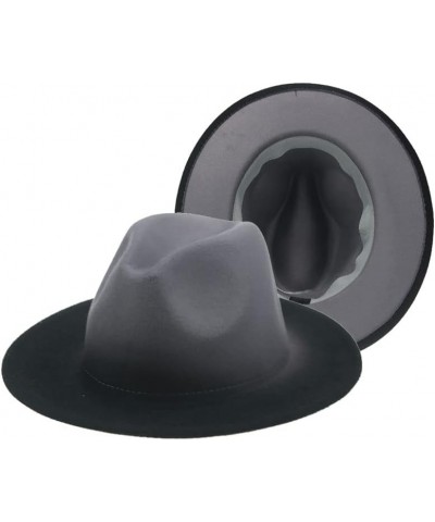 Women's Hat Fedora Felted Hats for Men Gradient Color Wide Brim Casual Outdoor Men Fedoras Sombreros Black Yellow $18.15 Fedoras