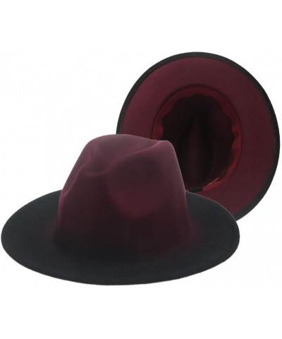 Women's Hat Fedora Felted Hats for Men Gradient Color Wide Brim Casual Outdoor Men Fedoras Sombreros Black Yellow $18.15 Fedoras