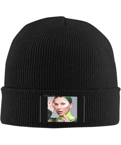 Millie Bobby Brown Knit Hat Cap Warm Knitted Woolen Beanie Hats Fashionable Adults Stretch Black Black $9.44 Skullies & Beanies