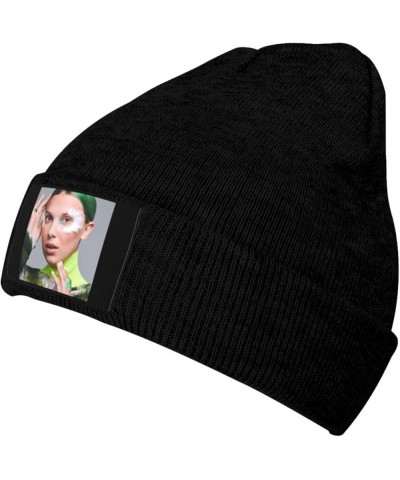 Millie Bobby Brown Knit Hat Cap Warm Knitted Woolen Beanie Hats Fashionable Adults Stretch Black Black $9.44 Skullies & Beanies