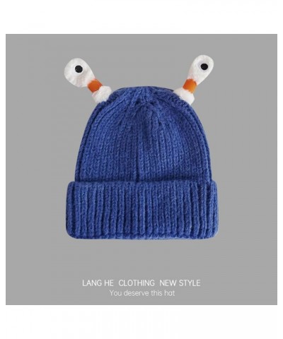 Women Funny Monster Hat Cartoon Knitted Beanies with Retractable Lighted Tentacles Xmas Party Cap Blue $9.35 Skullies & Beanies