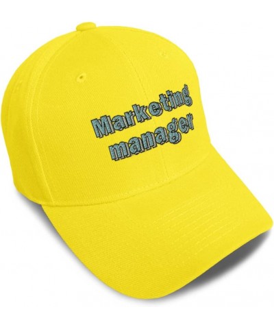 Baseball Cap Marketing Manager Marketer Acrylic Advertising Dad Hats for Men and Women Yellow Design Only $14.84 Baseball Caps