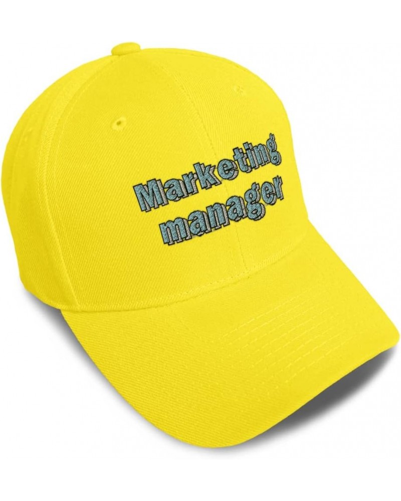 Baseball Cap Marketing Manager Marketer Acrylic Advertising Dad Hats for Men and Women Yellow Design Only $14.84 Baseball Caps