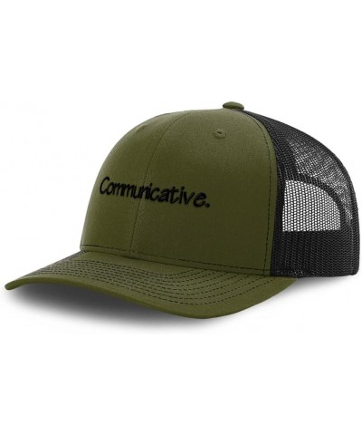 Custom Richardson Trucker Hat Communicative Human Values Polyester Baseball Cap Loden Black Design Only $19.59 Baseball Caps