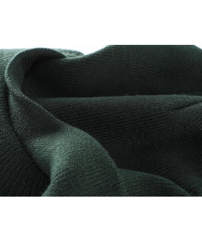 Men's Winter Beanie Hat with Brim Warm Double Knit Cuff Beanie Cap Bottle Green $11.59 Rain Hats