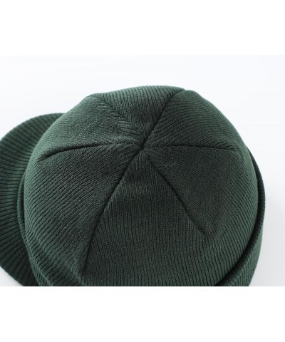 Men's Winter Beanie Hat with Brim Warm Double Knit Cuff Beanie Cap Bottle Green $11.59 Rain Hats