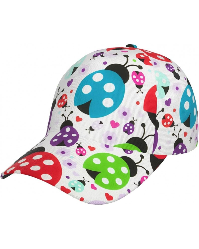 Ladybug Flowers Pattern Printing Unisex Baseball Cap Adjustable Golf Dad Hat for Outdoor Running Workouts All Seasons Black $...