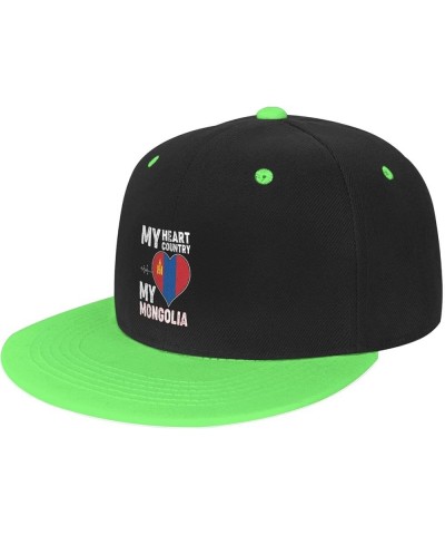 My Heart My Country My Mongolia Baseball Cap for Men Women Snapback Hat Adjustable Flat Bill Hats Green $11.37 Baseball Caps