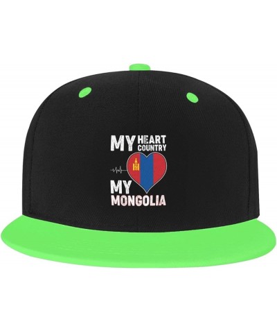 My Heart My Country My Mongolia Baseball Cap for Men Women Snapback Hat Adjustable Flat Bill Hats Green $11.37 Baseball Caps