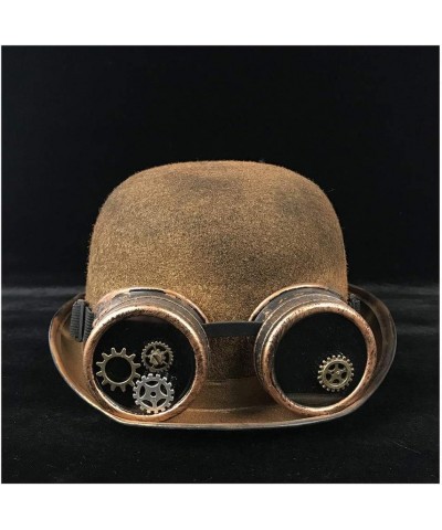 Steampunk Hat Women Men Steampunk Bowler Hat Gear Glasses Topper Top Hat Fedora Groom Jazz Hat Ear Hat (Color : Black JD, Siz...