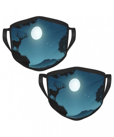 A Deer Standing On A Cliff Face Mask 2 Pcs Face Cover Reusable Washable Breathable for Men Women Balaclavas Bandanas Black $9...