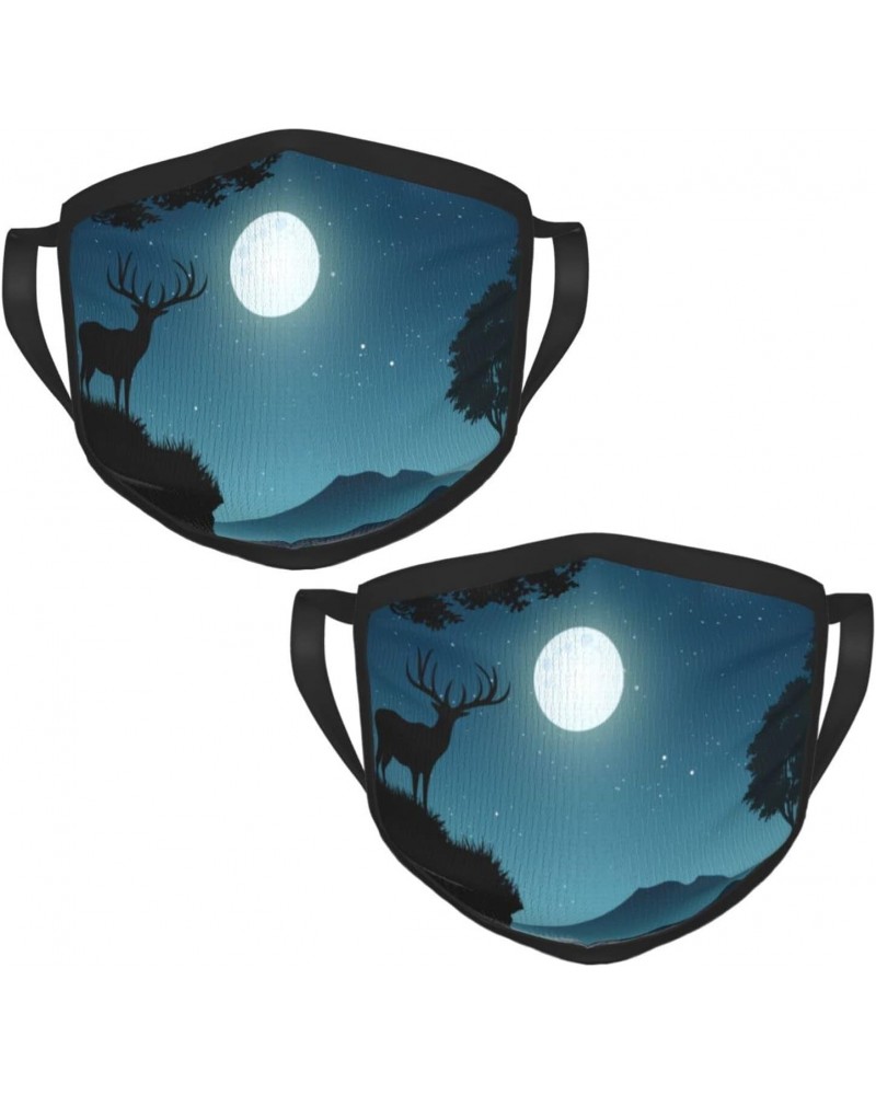 A Deer Standing On A Cliff Face Mask 2 Pcs Face Cover Reusable Washable Breathable for Men Women Balaclavas Bandanas Black $9...