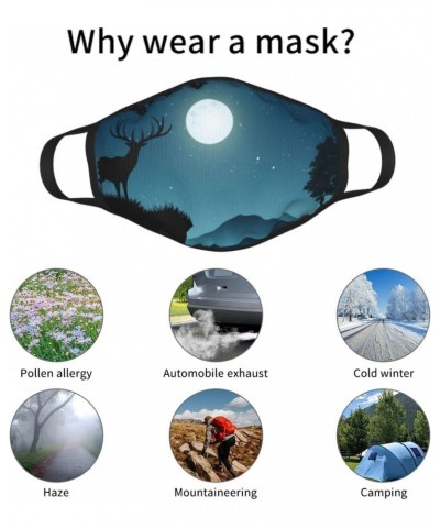 A Deer Standing On A Cliff Face Mask 2 Pcs Face Cover Reusable Washable Breathable for Men Women Balaclavas Bandanas Black $9...