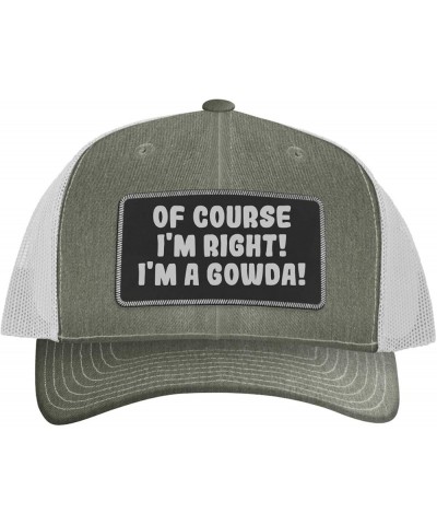 of Course I'm Right! I'm A Gowda! - Leather Black Patch Engraved Trucker Hat Heather/white $16.21 Baseball Caps