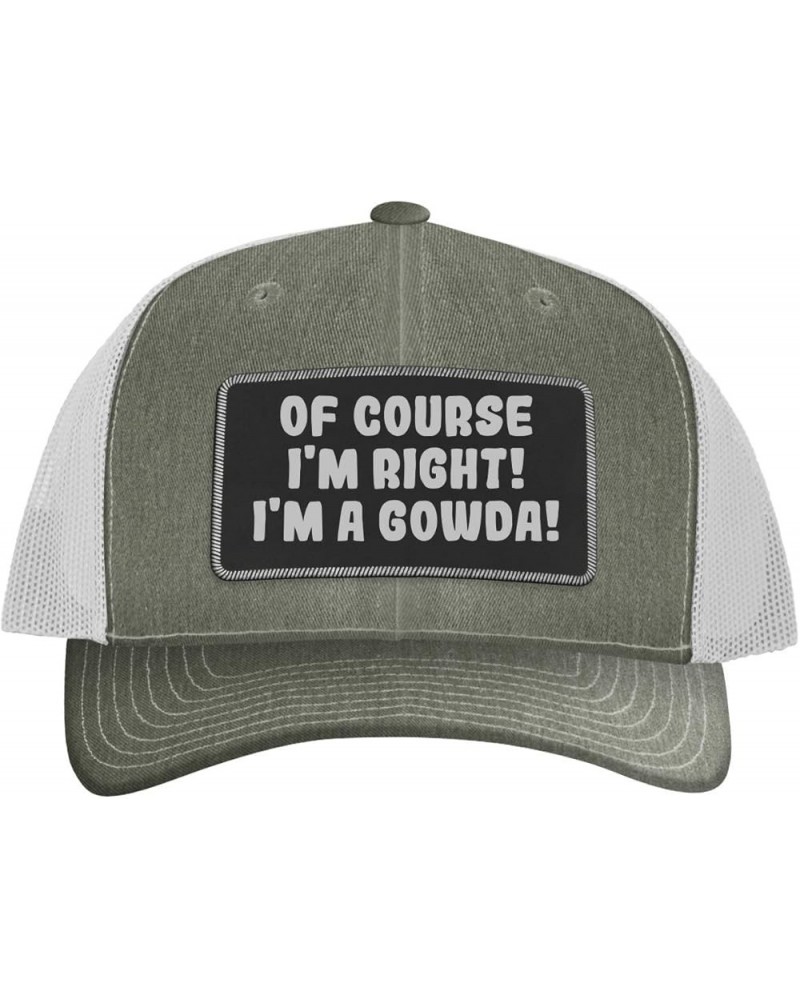 of Course I'm Right! I'm A Gowda! - Leather Black Patch Engraved Trucker Hat Heather/white $16.21 Baseball Caps