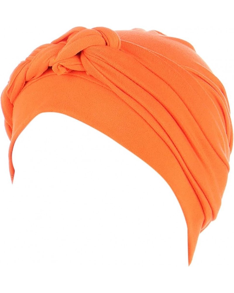 Caps Blank Baseball Wrap Pre-Tied Hair Head Ethnic Bohemian Headwear Cap Turban Braid Hat Cover Baseball Caps Orange $7.72 Su...