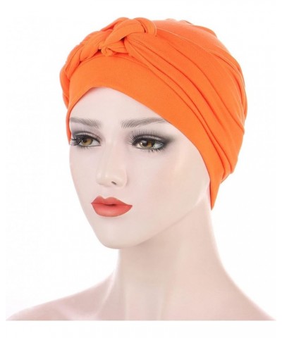 Caps Blank Baseball Wrap Pre-Tied Hair Head Ethnic Bohemian Headwear Cap Turban Braid Hat Cover Baseball Caps Orange $7.72 Su...