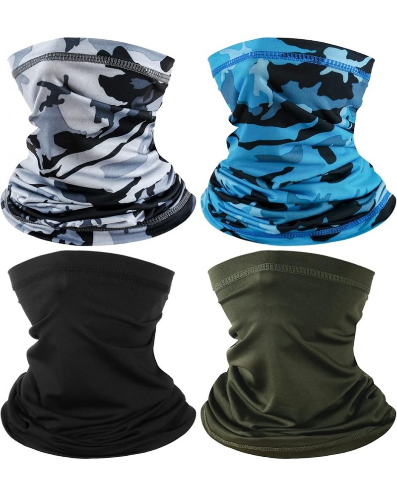 4 Pack Neck Gaiter Face Mask Scarf Masks Bandanas Breathable Outdoor Headwear Balaclavas Cover for Men Women Black&army Green...