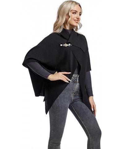 Women's Shawls and Wraps Cross Front Poncho Scarf Elegant Pashmina Cape Black Polyester $23.97 Scarves