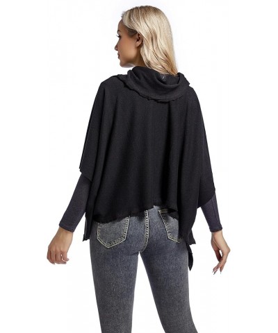 Women's Shawls and Wraps Cross Front Poncho Scarf Elegant Pashmina Cape Black Polyester $23.97 Scarves