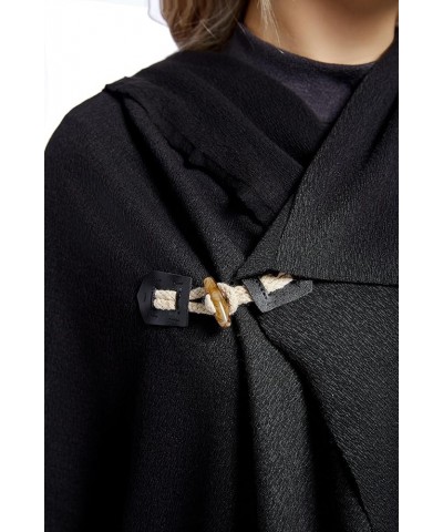 Women's Shawls and Wraps Cross Front Poncho Scarf Elegant Pashmina Cape Black Polyester $23.97 Scarves