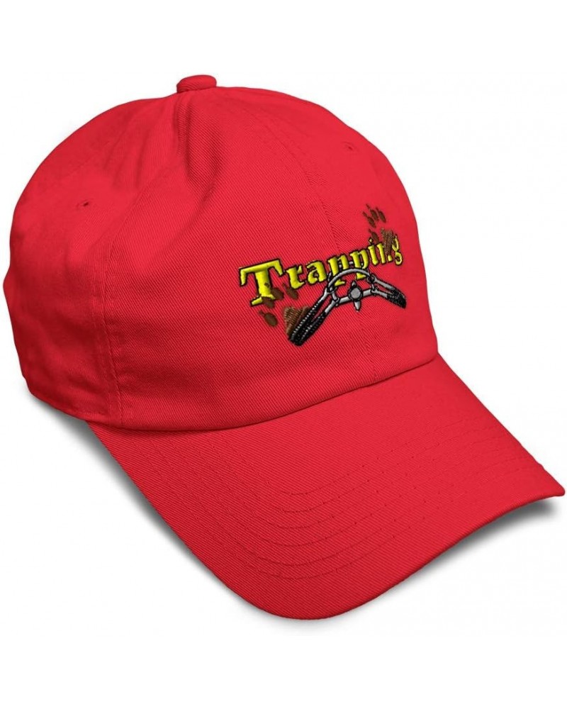 Soft Baseball Cap Trapping Embroidery Hunting Recreational Cotton Embroidered Dad Hats for Men & Women Red Design Only $16.23...